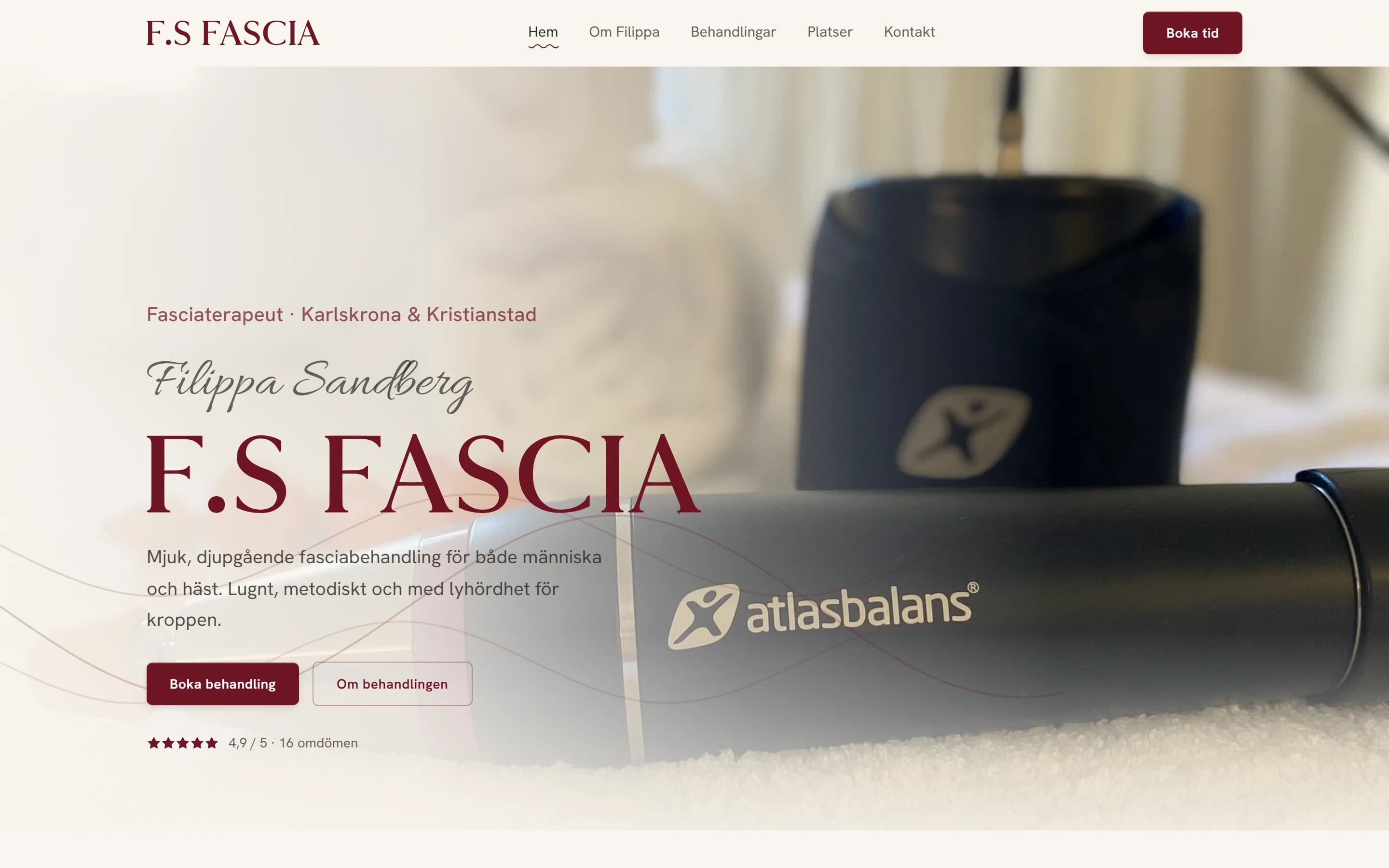 Hemsida för F.S Fascia byggd av Sitelet