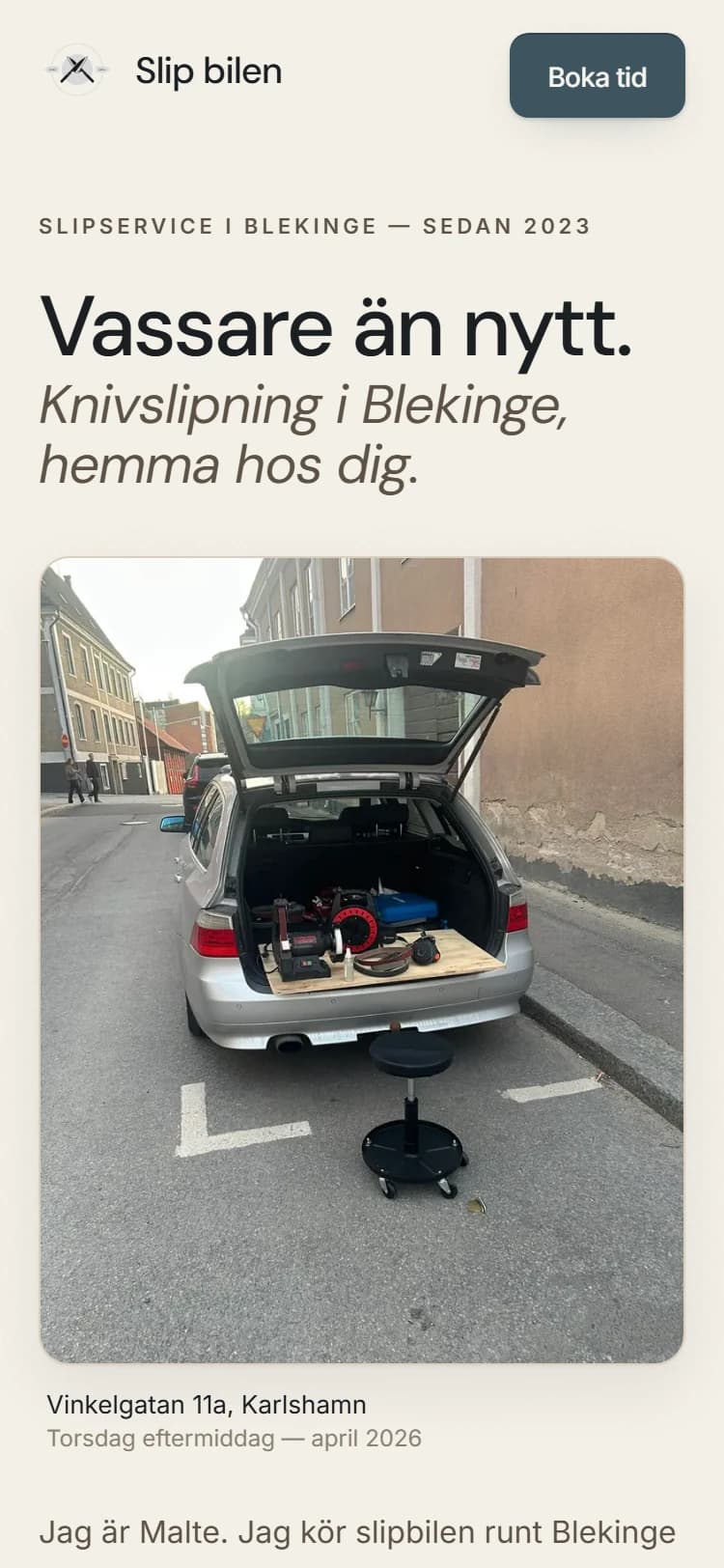 Slip bilen – sajt byggd av Sitelet