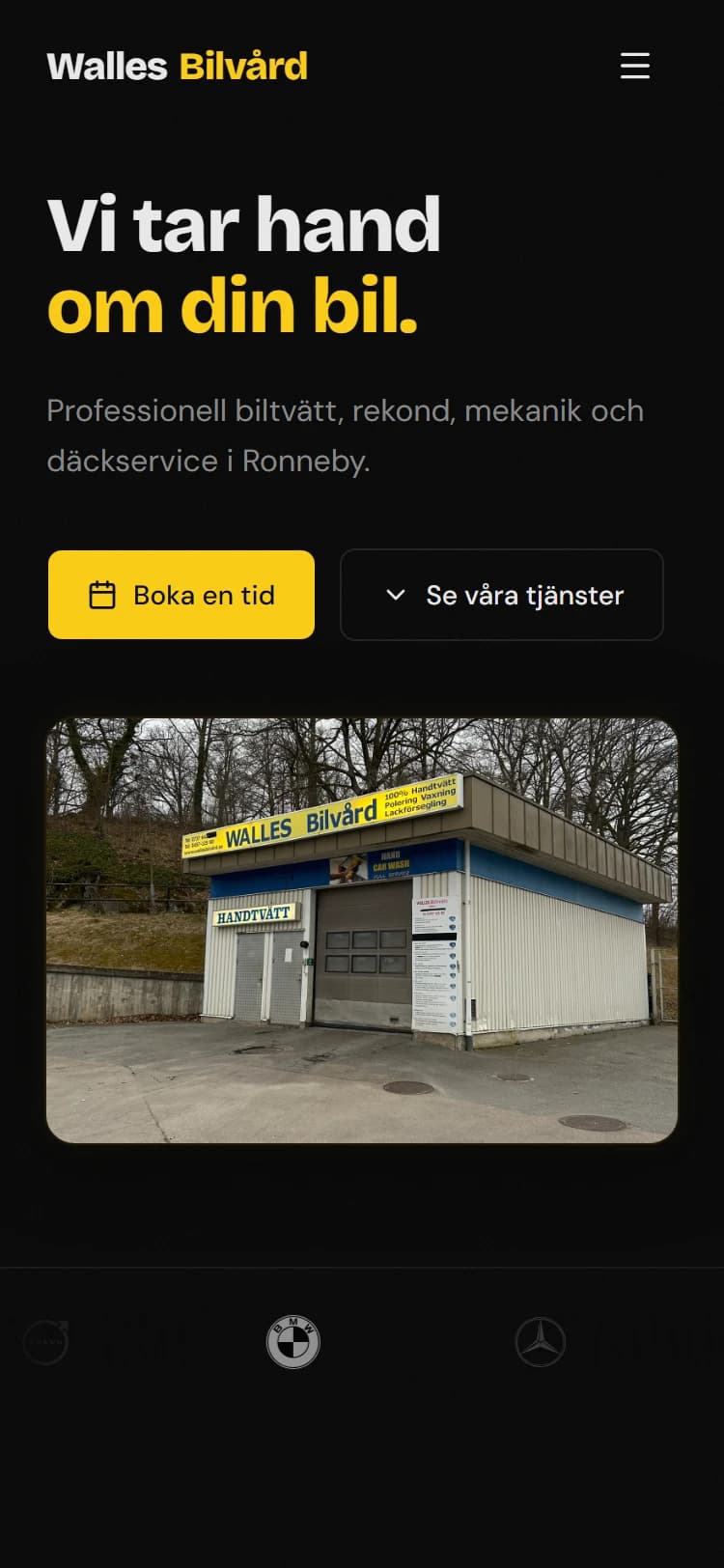 Walles Bilvård & Service – sajt byggd av Sitelet