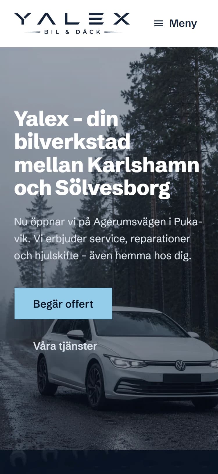 Yalex Bil & Däck – sajt byggd av Sitelet